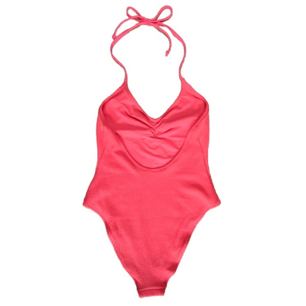 🆕 Aerie Swimsuit Womens Medium Coral Pink One Piece Cheeky Halter Bathing Suit - Picture 4 of 8
